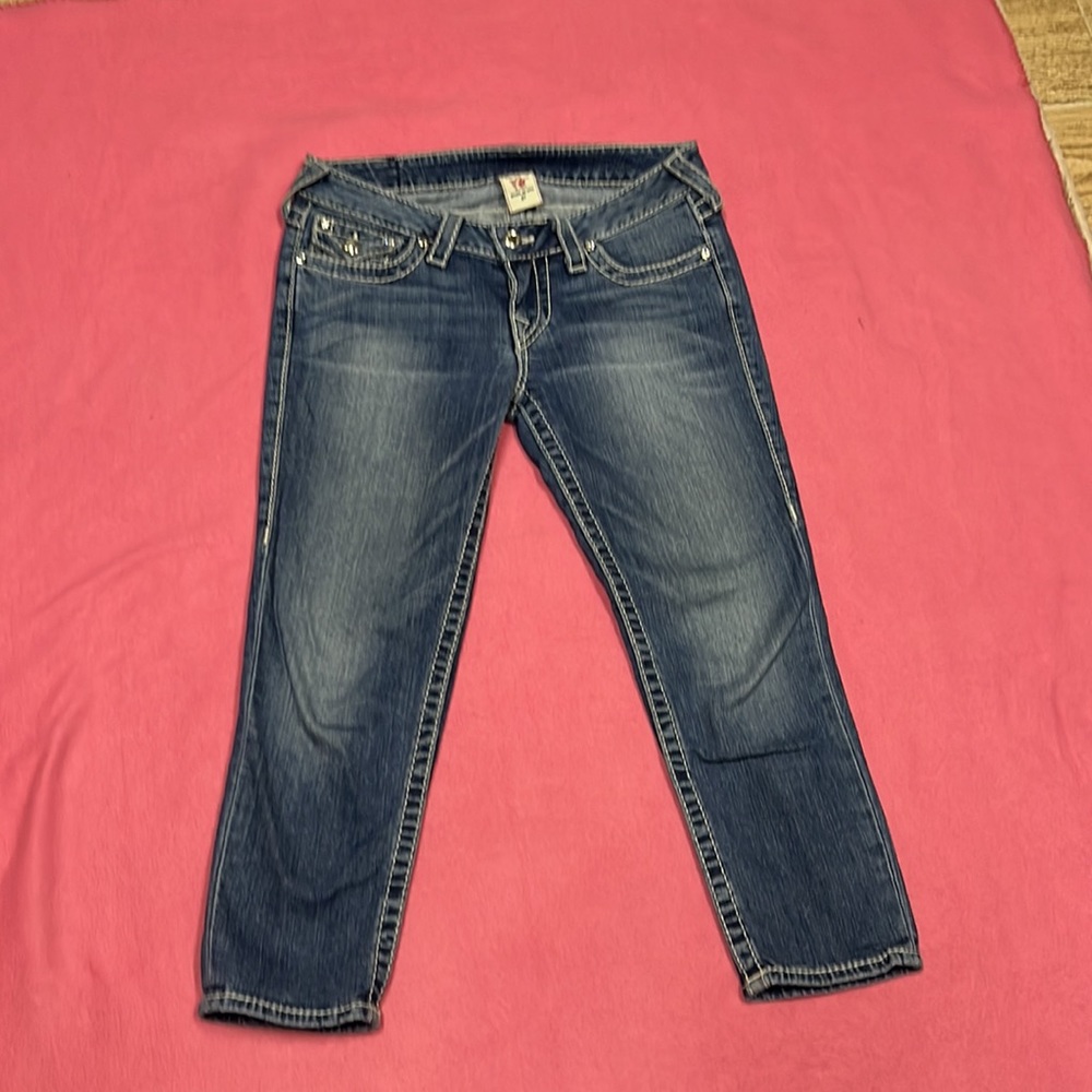 True Religion Capri Jeans with ‘bling’ pocket detail